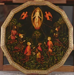 Confinement Tray Depicting the Triumph of Venus Venerated by Six Legendary Lovers: Achilles, Tristan, Lancelot, Samson, Paris and Troilus