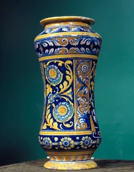Cylindrical Vase Albarello in Majolica