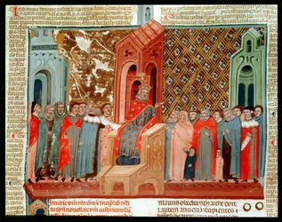 Emperor Justinian (483-565) and His Court, from Justinianus Istitutiones