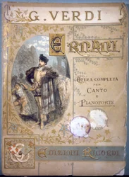 Ernani by Verdi, cover for the musical score for song and piano, 19th century