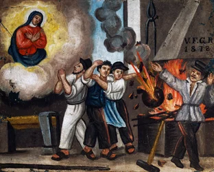 Explosion at work, ex-voto