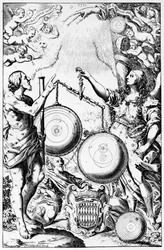 Frontispiece to Almagestum Novum by Giovanni Battista Riccioli, published in 1651