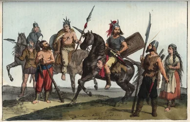 Germanic tribe of the Alamans (Alemands) - tribe of the Alemanni (Alamannen) - engraving from 