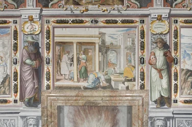Hall of the Zodiac: Gods punishing men and male figures representing the months of the year (detail)