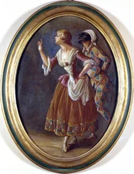 Harlequin and Colombine. Anonymous Painting from the Beginning of the 19th Century. Burcardo Museum, Rome