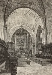 Interior of Chiaravalle Church, Italy, Engraving from Drawing by Quinto Michetti