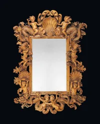 Large North Italian carved pine mirror, early 18th century