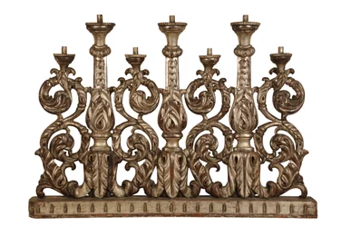 Large scale silver gilt candle holder, c.1800