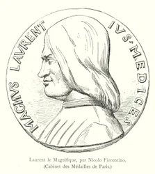 Lorenzo the Magnificent, by Nicolo Fiorentino, Cabinet des Medailles de Paris (engraving)