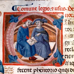 Letterline decorated with two characters