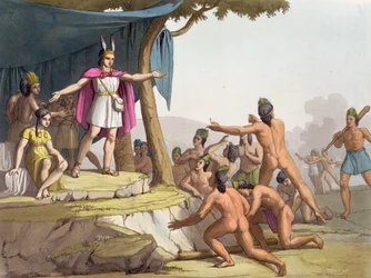 Manco Capac and Queen Mama Ocllo gather the savages, c.1820