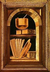 Marquetry Panel of a Still Life with Books