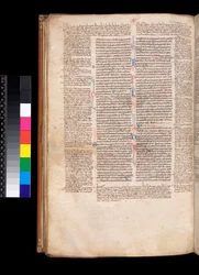 Main text in a gothic bookhand (littera rotunda)