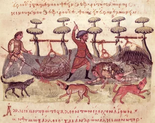 Hunting with Nets, illustration from the Cynegetica by Oppian