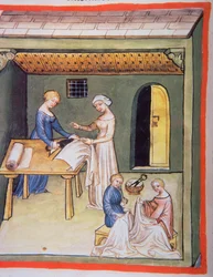 The Tailors Shop: Clothes of Linen, from Tacuinum Sanitatis