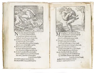 Page from "Sonetti Lussuriosi" by Pietro Aretino, illustrated by Giulio Romano and engraved by Marcantonio Raimondi