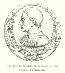 Philip of Medici, Archbishop of Pisa, attributed to Pollajuolo (engraving)