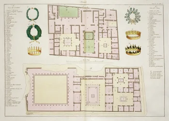 Plans of the House of the Quaestor and the House of the Faun, Pompeii, plate 25A, class 5 from Part I of The History of the Nations
