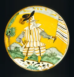 Plate Depicting a Male Figure, Monte Lupo Workshop