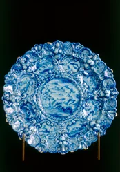 Plate with Soldier and Two Women, Savona Manufacture