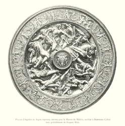 Silver Ewer Tray, Made for the House of Medici, Attributed to Benvenuto Cellini but Probably by Gaspero Mola (engraving)