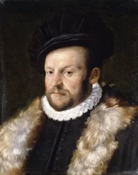 Portrait of a Bearded Gentleman, bust length, wearing a Black Jacket with a White Ruff Collar