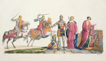 Richard the Lionheart, John of Gaunt, Edward III, Joan Plantagenet and Philippa of Hainault, plate 9 from The History of the Nations