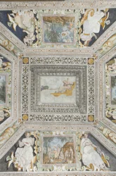 Room of Juno: Juno on a chariot pulled by two peacocks watching her husband