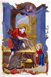 Saint Joseph as a carpenter and Jesus, Italian image