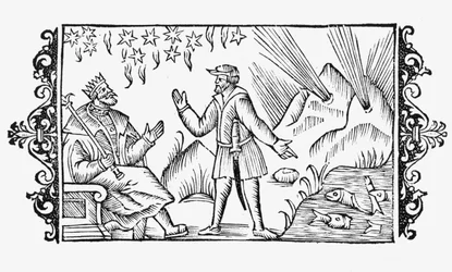 Scene of divination, illustration from Historia de Gentibus Septentrionalibus by Olaus Magnus (1490-1558), published in Rome, 1555
