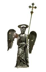 St. Gabriel Archangel Holding a Processional Cross, XII Century Bronze Statue, Cross of 1369