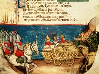 The Army of Charlemagne and the Transportation of Provisions, from a Venetian Codex