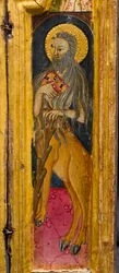 Triptych: St. Anthony Abbot Enthroned, St. Paul the Hermit and St. Onophrius, Detail, Mid-14th Century