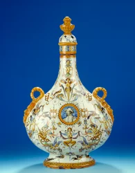 Vase in the Shape of a Gourd in Majolica