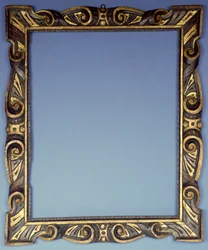 Venetian carved parcel gilt and polychrome Sansovino frame