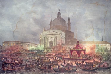 View of the Chiesa del Redentore and Boats on Carnival Day