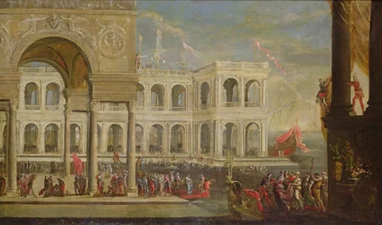 View of the Palace and Queen Joanna I of Naples