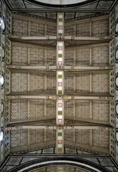 View of the Wooden Beam Ceiling