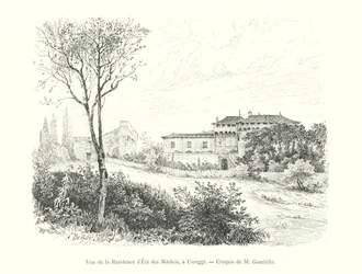 View of the Medici Summer Residence, Careggi, Sketch by M Gambillo
