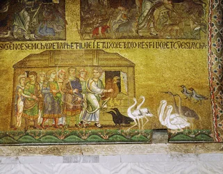 While His Family Waits to Go Onboard, Noah Helps the Animals to Enter the Ark