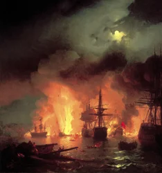 Battle of Çesme at Night