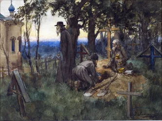 The clergymen hiding church treasures in a new grave in a cemetery