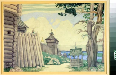 Stage design for the opera Prince Igor by A. Borodin