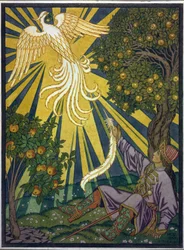 The Prince Catches a Feather from the Firebird. Illustration for the Tale 