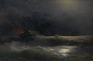 Burning ship: An episode of the Russian-Turkish War, 1896