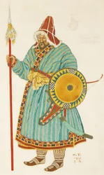Costume design for the opera Prince Igor by A. Borodin, 1930