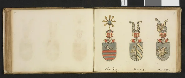 Illustration from a private archive in the National Library titled Insignia quædam virorum illustrium in Norvegia quodam habitantium by Iver Nielssøn Hirtzholm