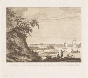 Expansive Landscape with Two Figures and Sailing Ships