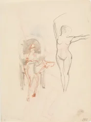 Nude Woman and Horse Carriage