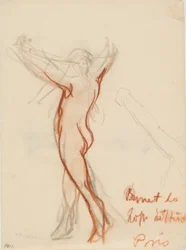 Nude Figure from the Back with Arms Overhead
